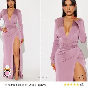 Fashion Nova Lavender Long Sleeve Dress